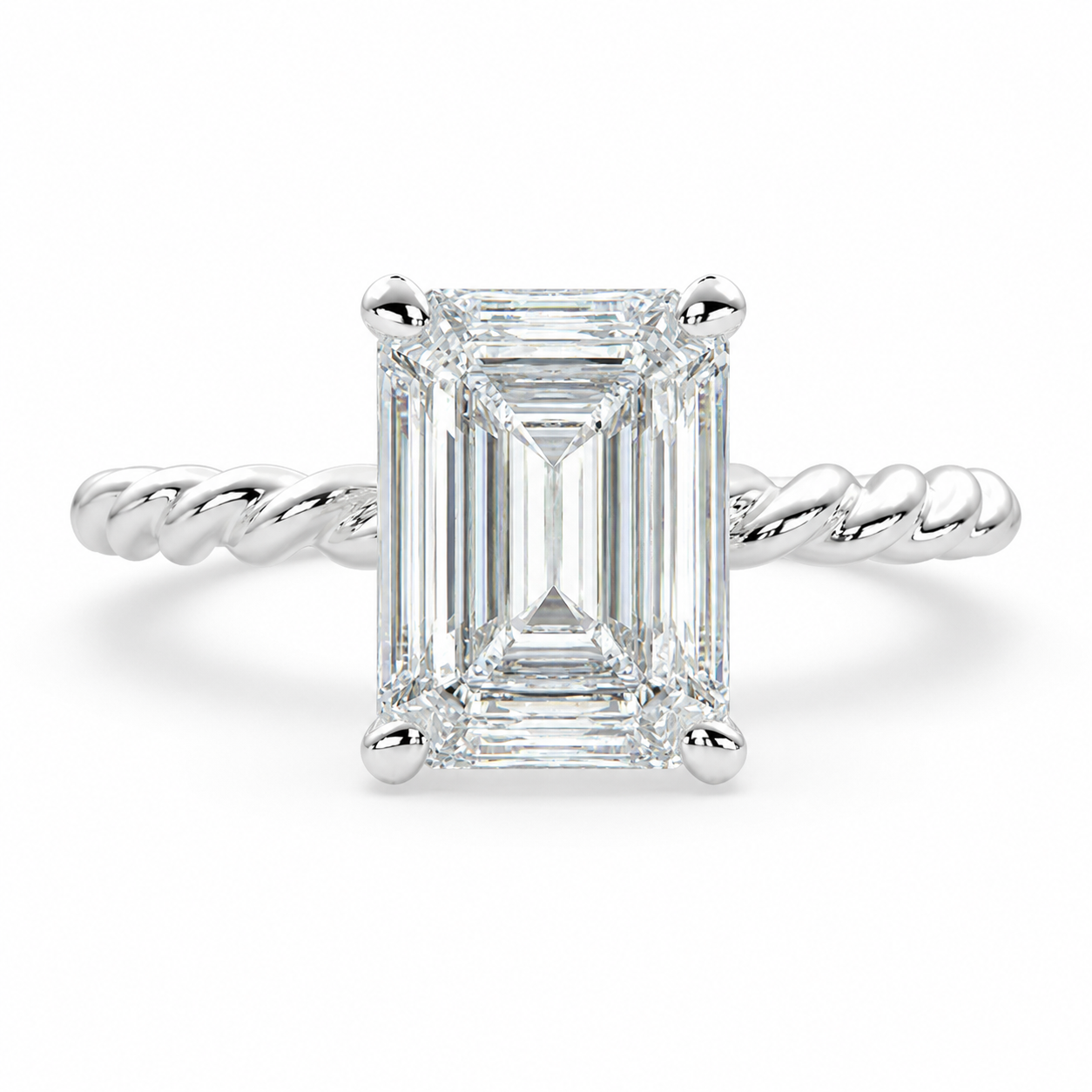 Renata  Emerald Cut Solitaire Rope Engagement Ring