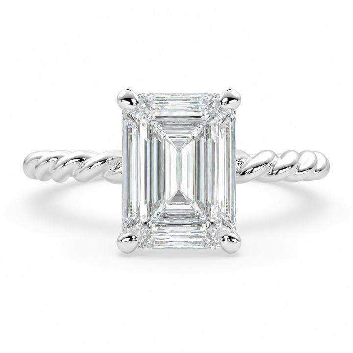 Renata  Emerald Cut Solitaire Rope Engagement Ring