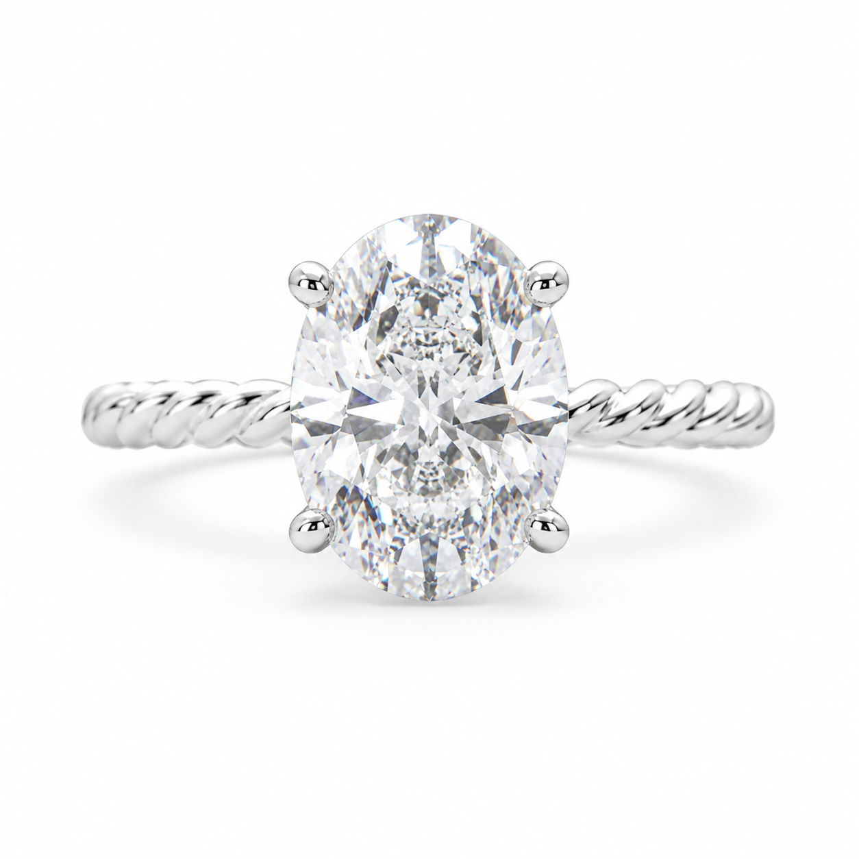 Renata 2 Carat Oval Cut Solitaire Rope Engagement Ring