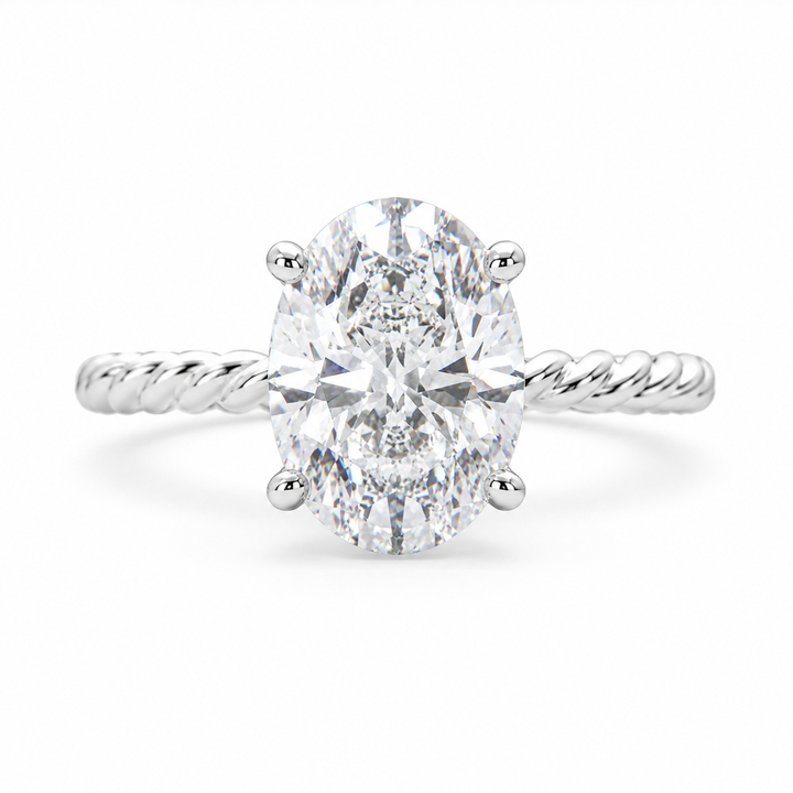 Renata 2 Carat Oval Cut Solitaire Rope Engagement Ring