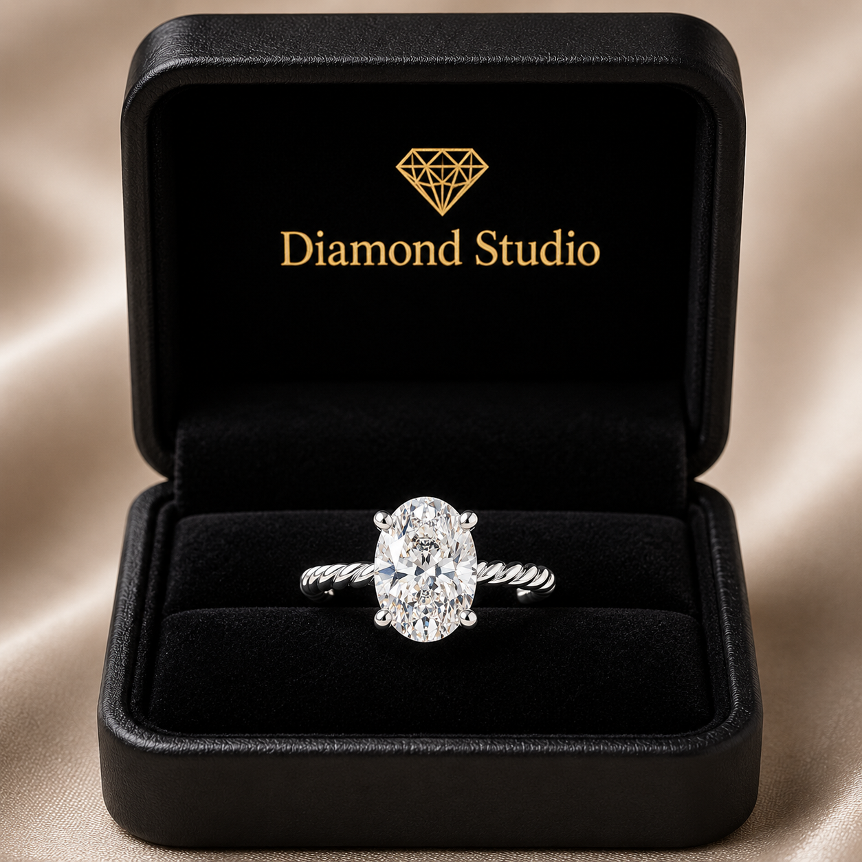 Renata 2 Carat Oval Cut Solitaire Rope Engagement Ring