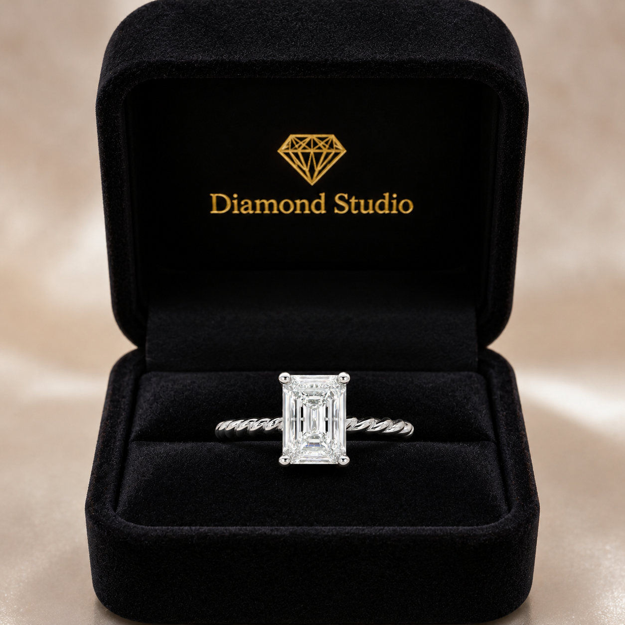 Renata 1 Carat Radiant Cut Solitaire Rope Engagement Ring