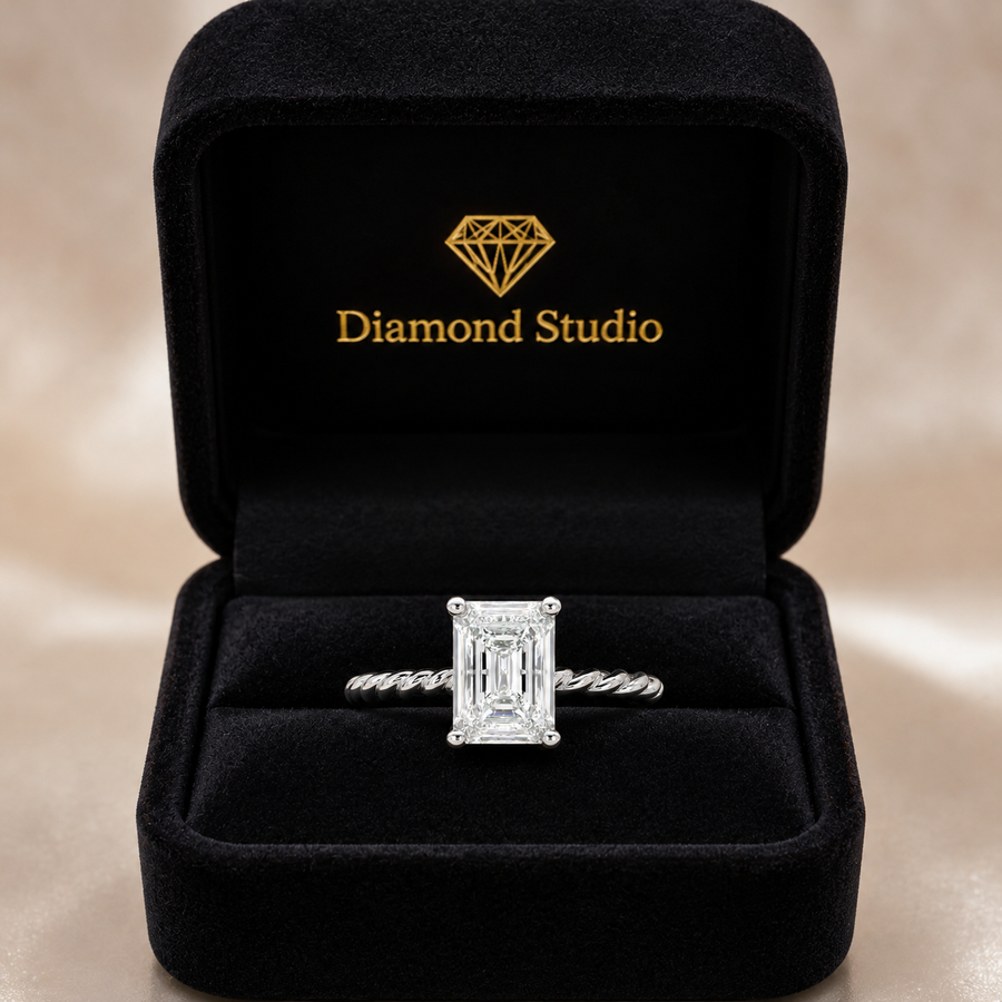 Renata 1 Carat Radiant Cut Solitaire Rope Engagement Ring