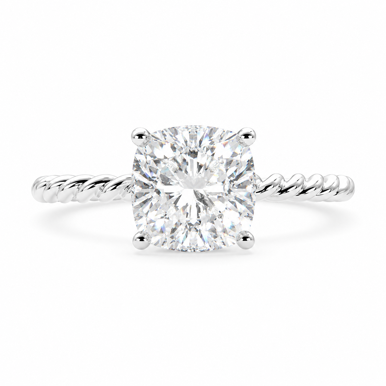 Renata 2 Carat Cushion Cut Solitaire Rope Engagement Ring