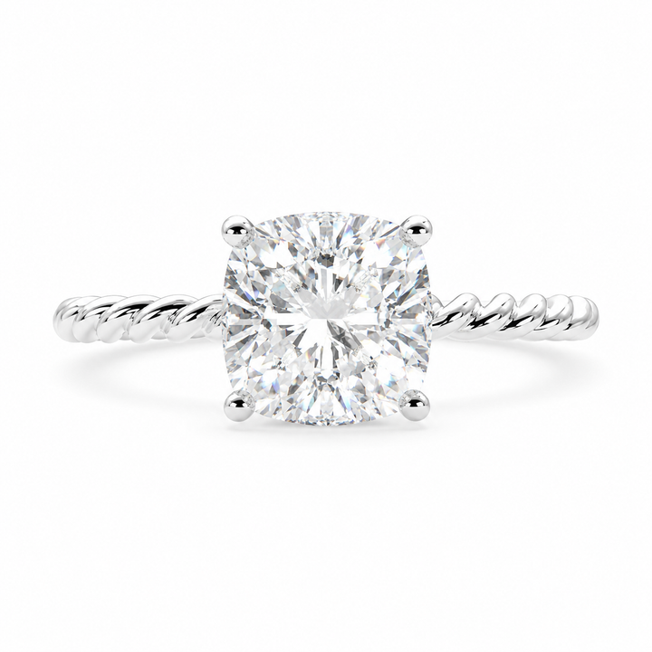 Renata 2 Carat Cushion Cut Solitaire Rope Engagement Ring — product image