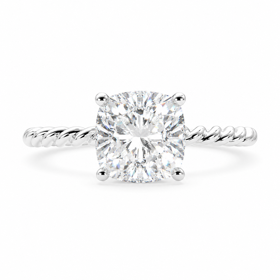 Renata 2 Carat Cushion Cut Solitaire Rope Engagement Ring