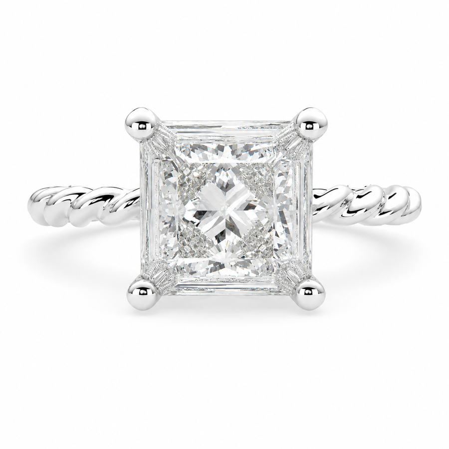 Renata 3 Carat Princess Cut Solitaire Rope Engagement Ring