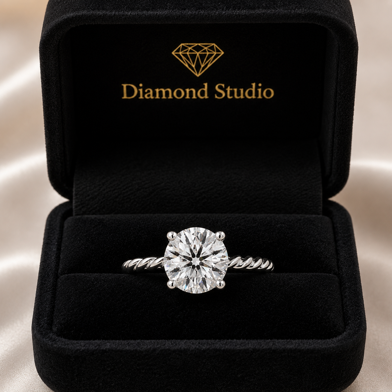 VS1 D Lab Grown Diamond Solitaire Round Ring