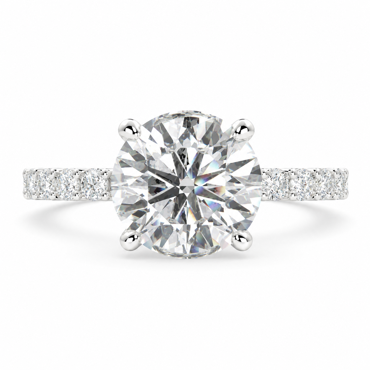 VS1 D Lab Grown Diamond Side Stone Round Ring
