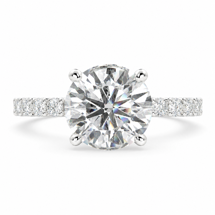 VS1 D Lab Grown Diamond Side Stone Round Ring