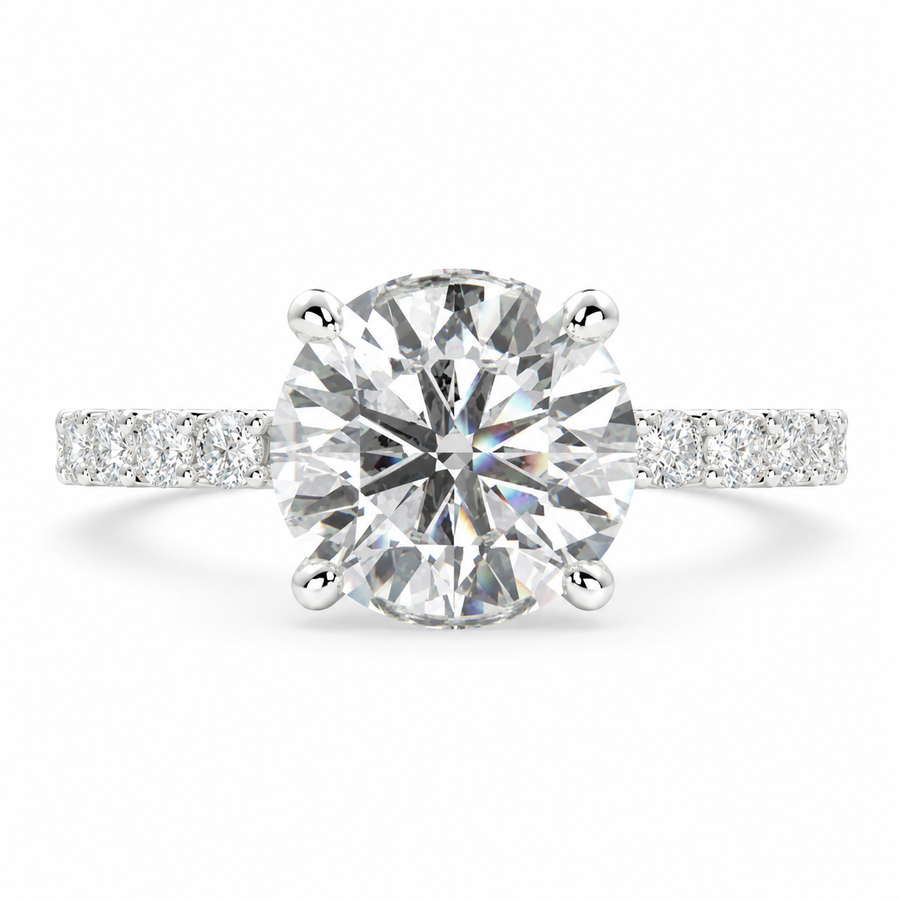 Lavinia 2.35 Carat Round Cut Side Stone 4 Prong Engagement Ring