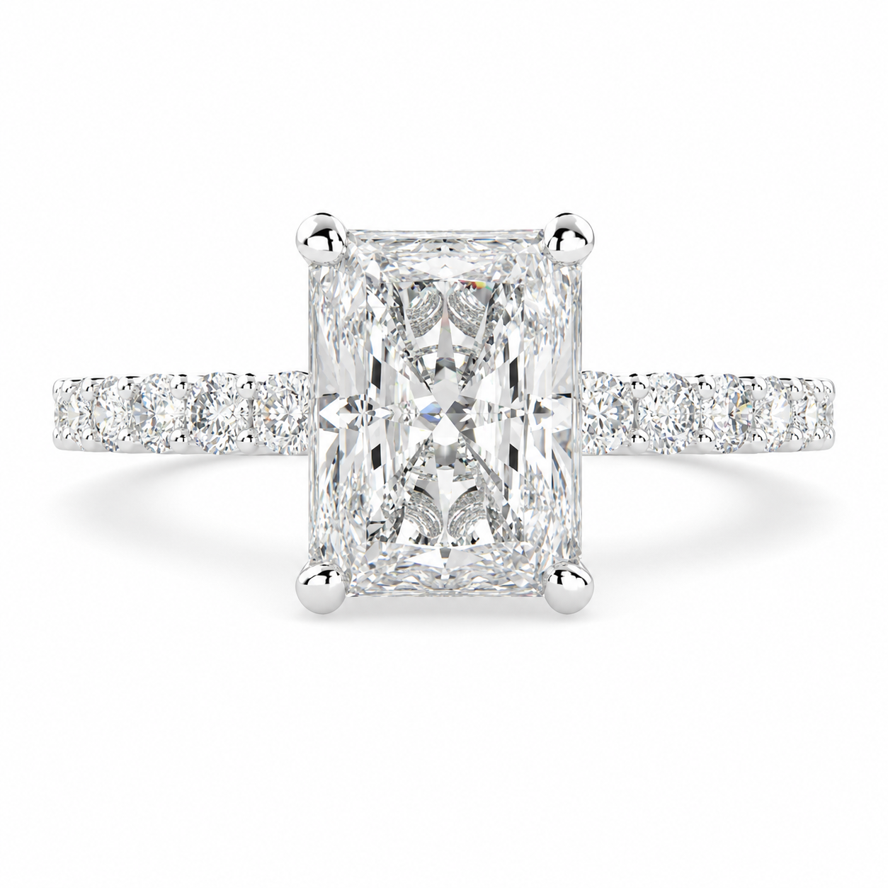 Lavinia 1.35 Carat Radiant Cut Side Stone 4 Prong Engagement Ring