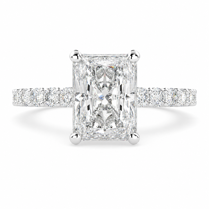 Lavinia 1.35 Carat Radiant Cut Side Stone 4 Prong Engagement Ring