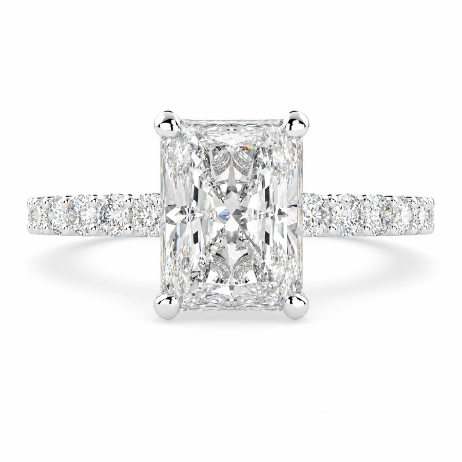 Lavinia 1.35 Carat Radiant Cut Side Stone 4 Prong Engagement Ring
