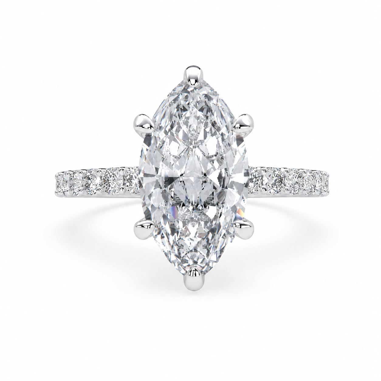 VS1 D Lab Grown Diamond Side Stone Marquise Ring