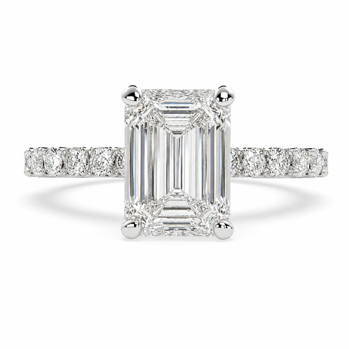 Lavinia 1.35 Carat Emerald Cut Side Stone 4 Prong Engagement Ring — product image