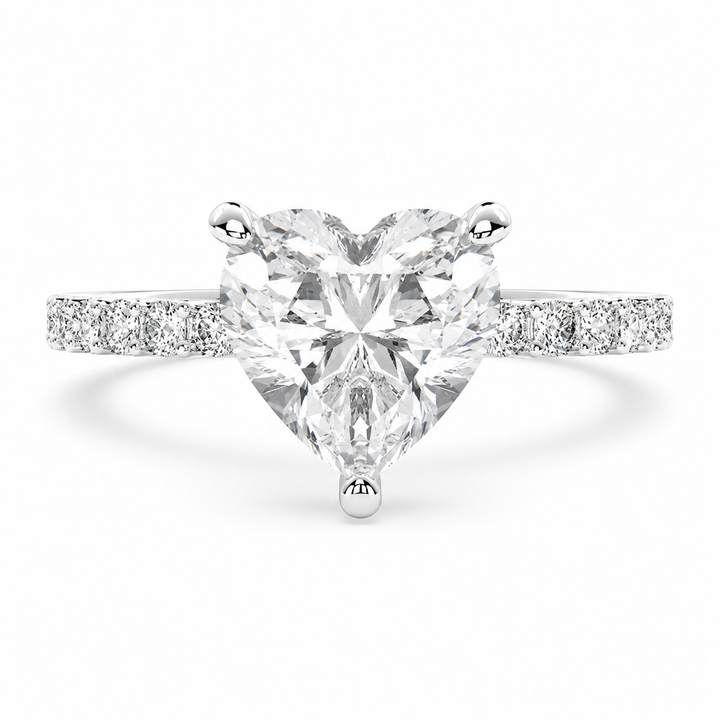 VS1 D Lab Grown Diamond Side Stone Heart Ring