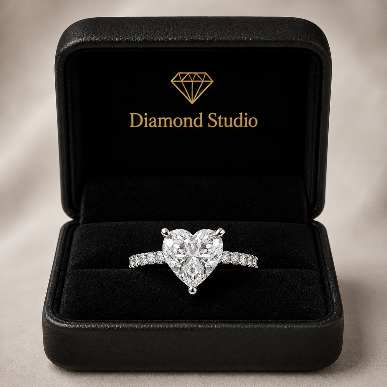 VS1 D Lab Grown Diamond Side Stone Heart Ring