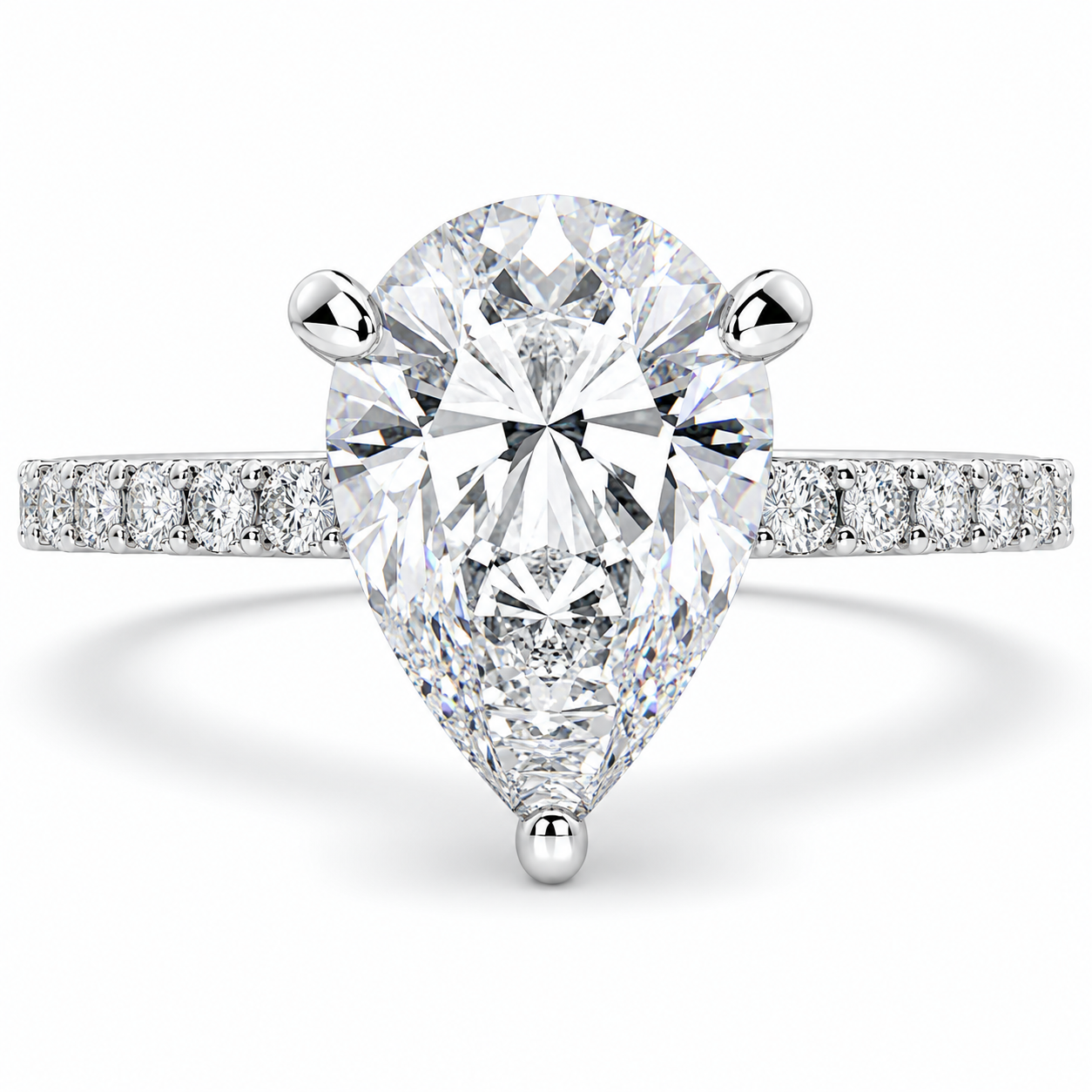 VS1 D Lab Grown Diamond Side Stone Pear Ring