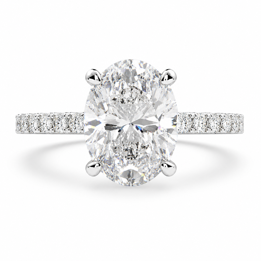 Lavinia 3.35 Carat Oval Cut Side Stone 4 Prong Engagement Ring