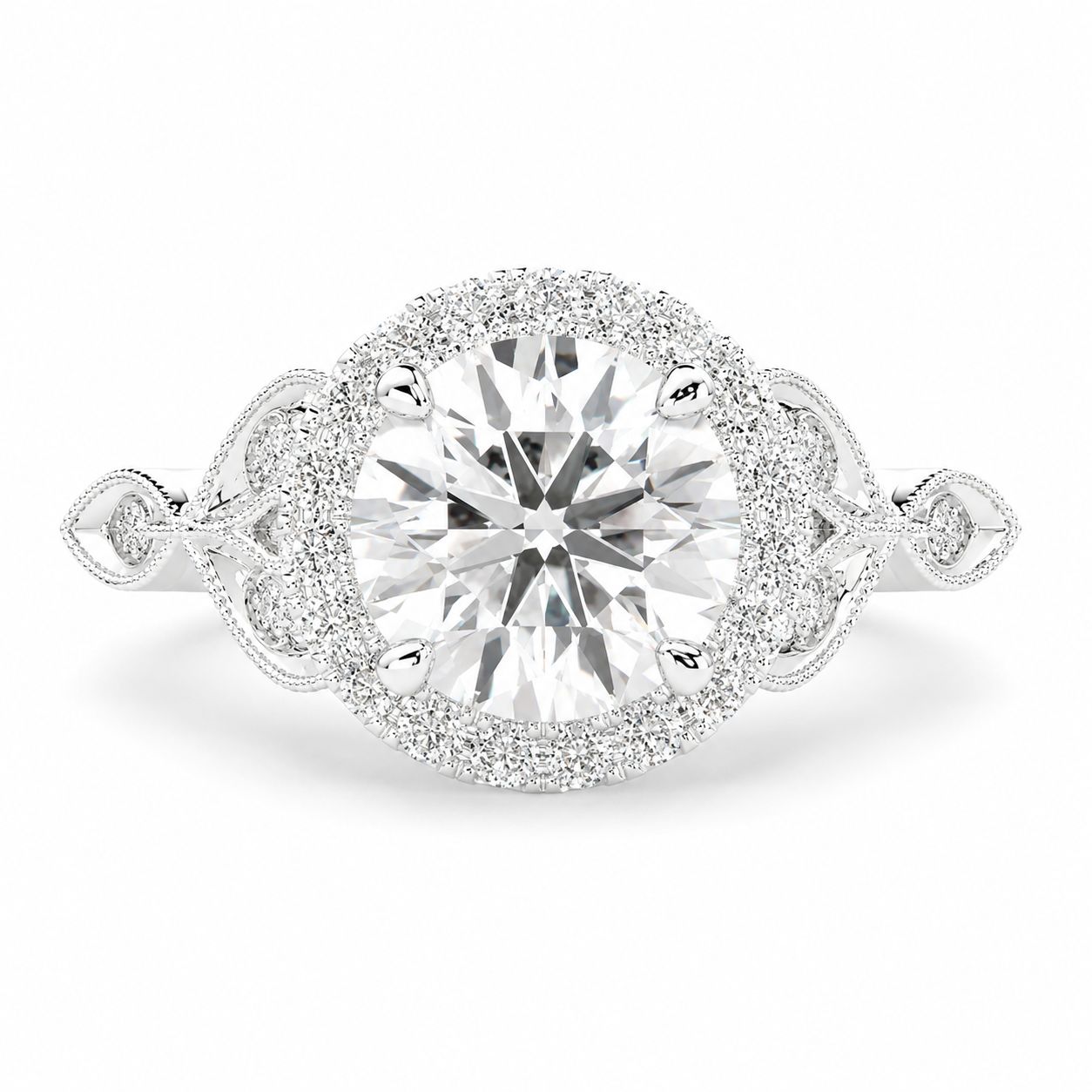 Ada  Round Cut Halo Pave Engagement Ring