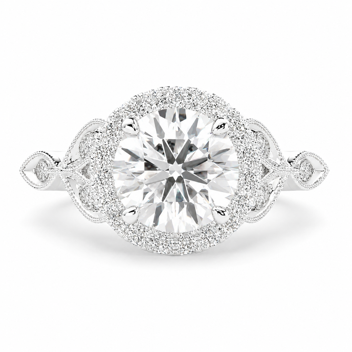 Ada  Round Cut Halo Pave Engagement Ring