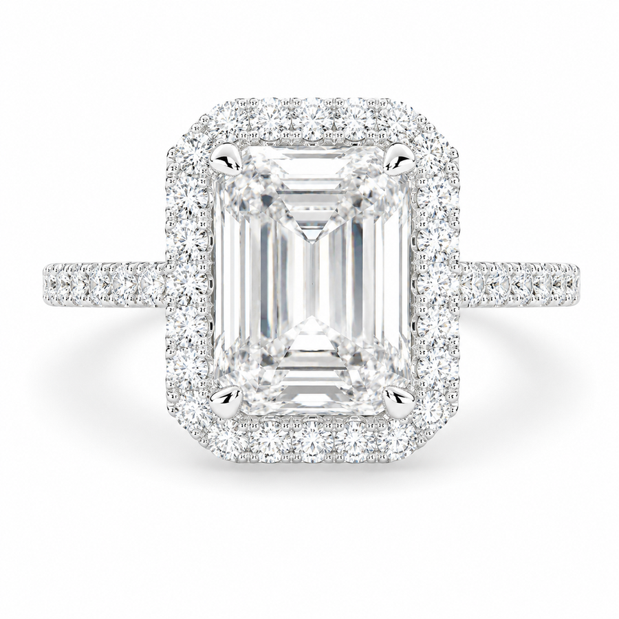 Bianca 4.5 Carat Radiant Cut Halo Pave Engagement Ring