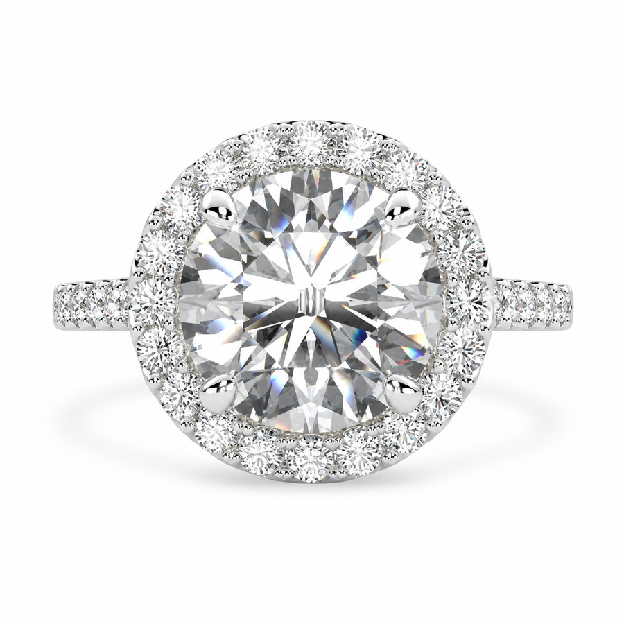 Bianca 3.5 Carat Round Cut Halo Pave Engagement Ring