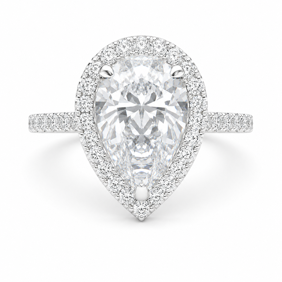 Bianca 2.5 Carat Pear Cut Halo Pave Engagement Ring