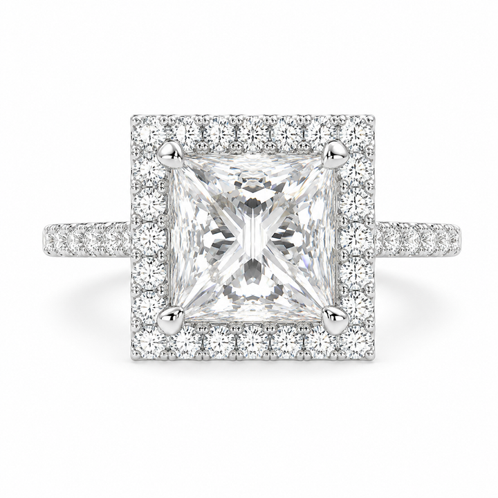 Bianca 1.5 Carat Princess Cut Halo Pave Engagement Ring — product image