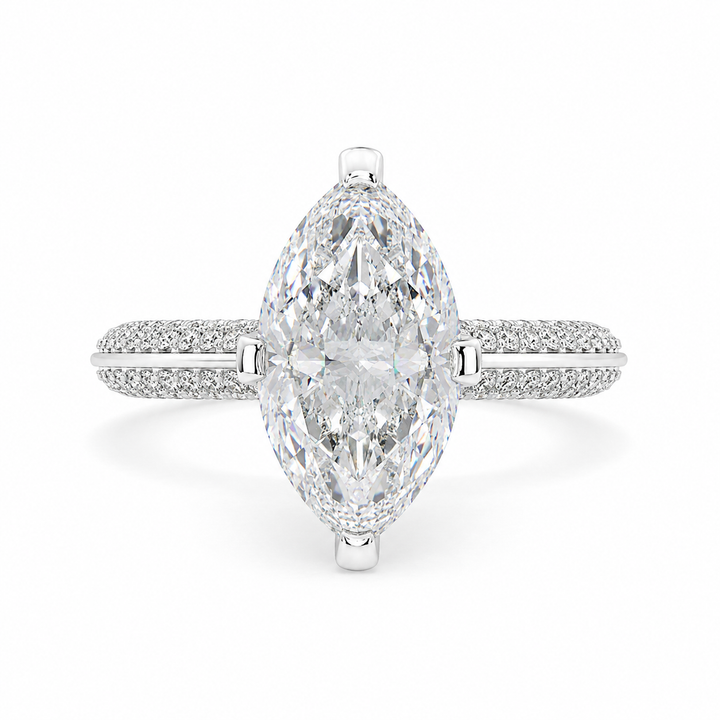 Daria 3.75 Carat Marquise Cut Pave 6 Prong Engagement Ring — product image