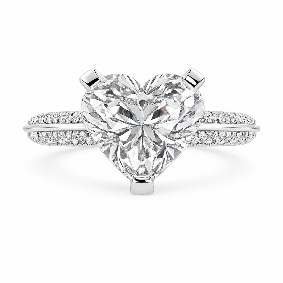 Daria 3.75 Carat Heart Cut Pave 6 Prong Engagement Ring