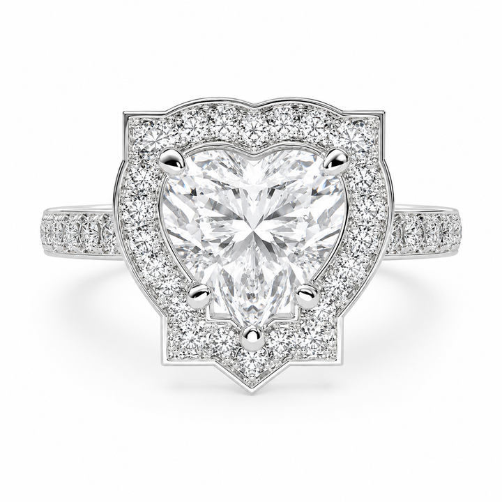 Amalia 2.5 Carat Heart Cut Halo Pave Engagement Ring — product image