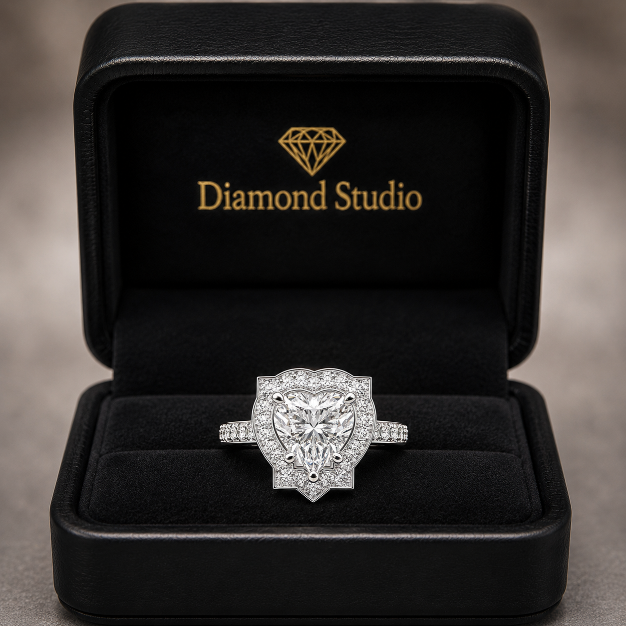 Amalia 1.5 Carat Heart Cut Halo Pave Engagement Ring
