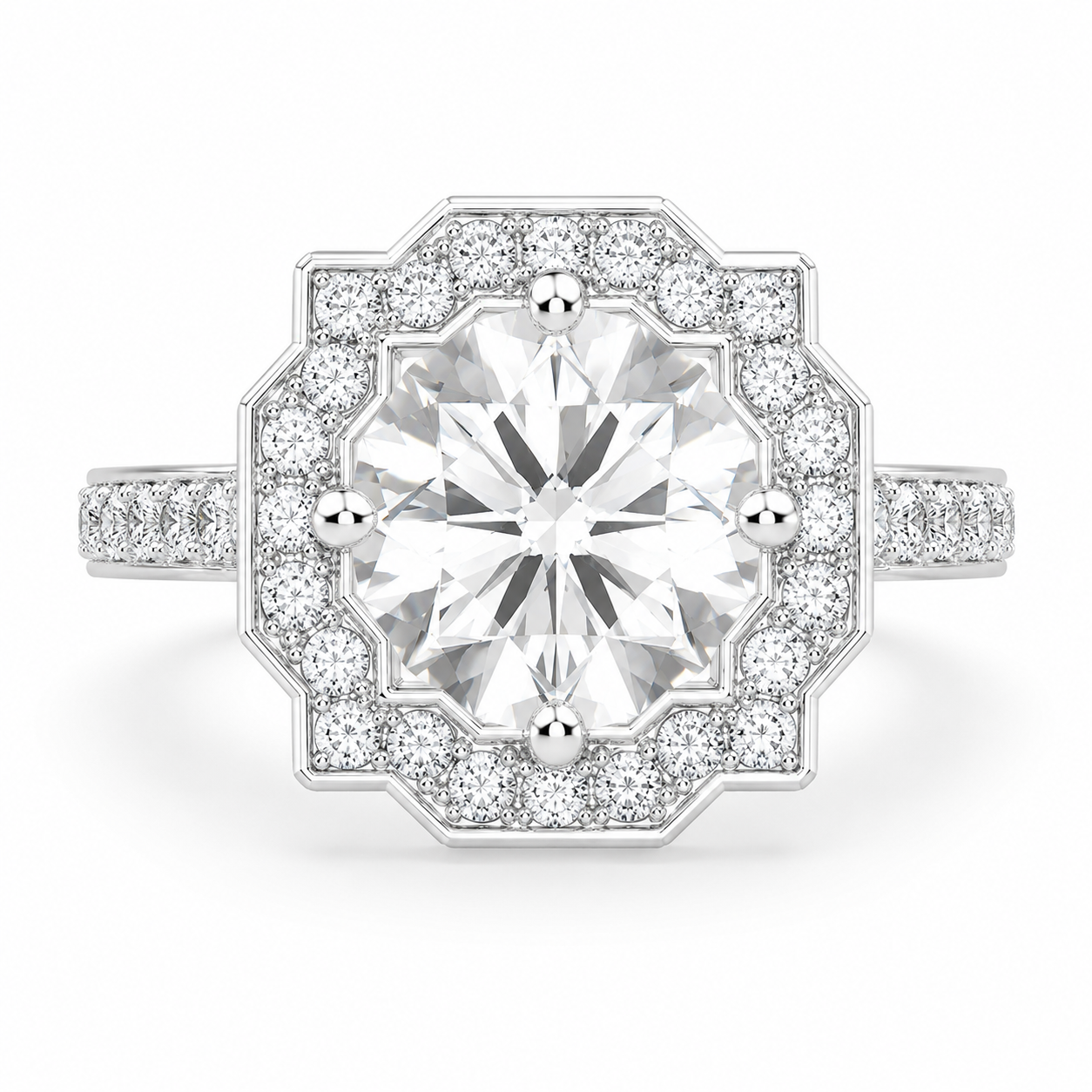 Carat VS1 D Lab Grown Diamond Halo Pave Round Ring