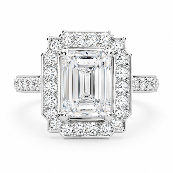 Amalia 1.5 Carat Radiant Cut Halo Pave Engagement Ring — product image