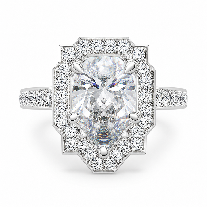 Amalia 2.5 Carat Oval Cut Halo Pave Engagement Ring — product image