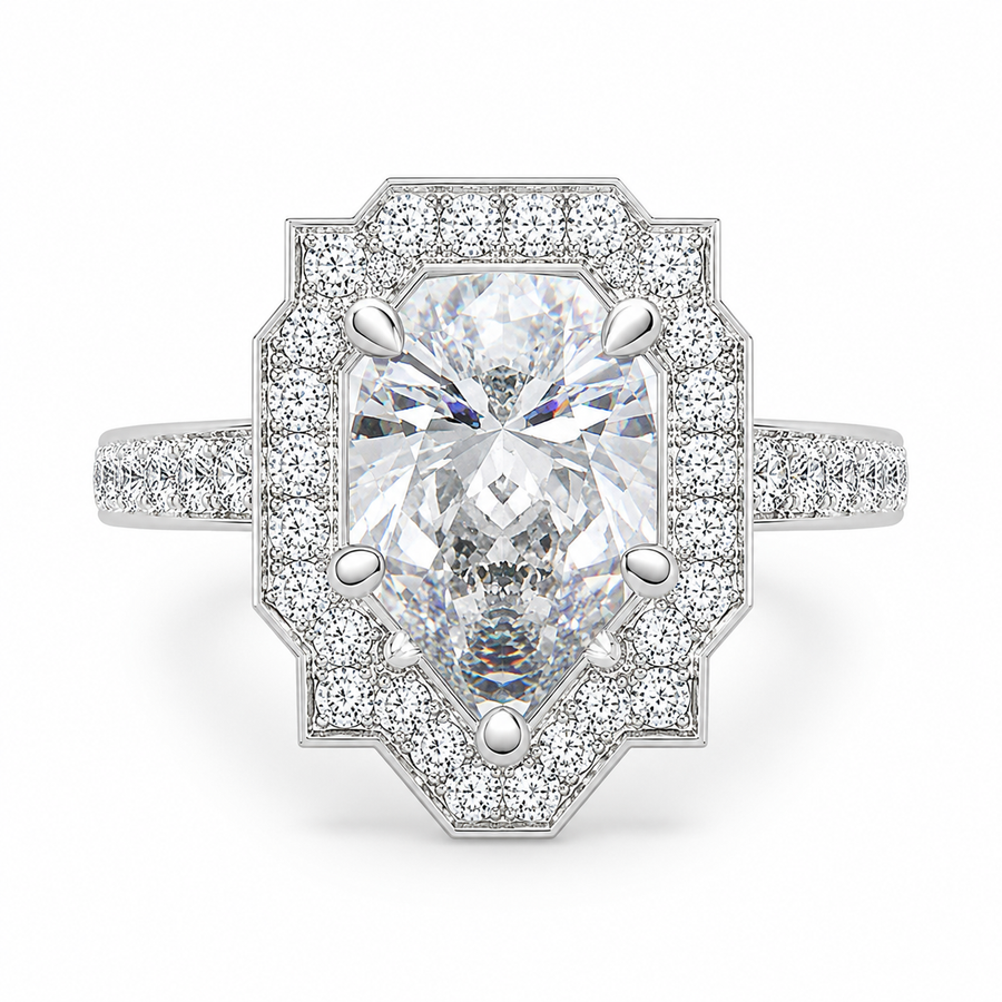 Amalia 2.5 Carat Oval Cut Halo Pave Engagement Ring