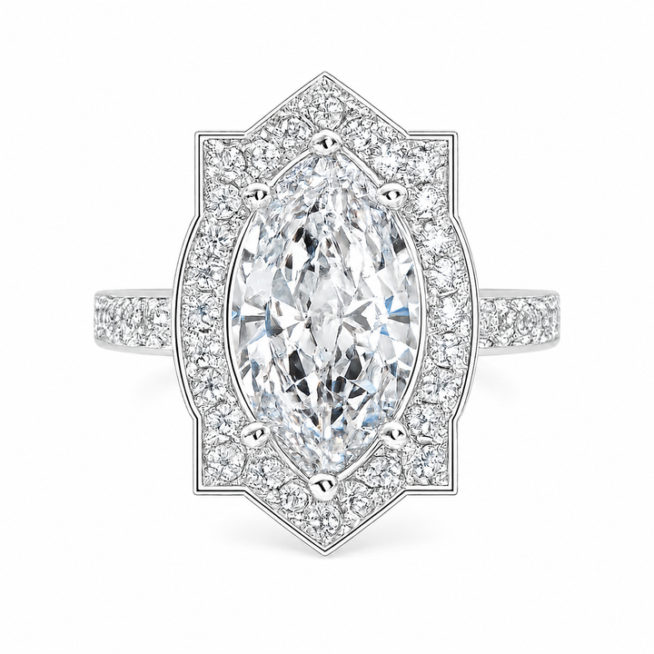 Amalia 3.5 Carat Marquise Cut Halo Pave Engagement Ring — product image