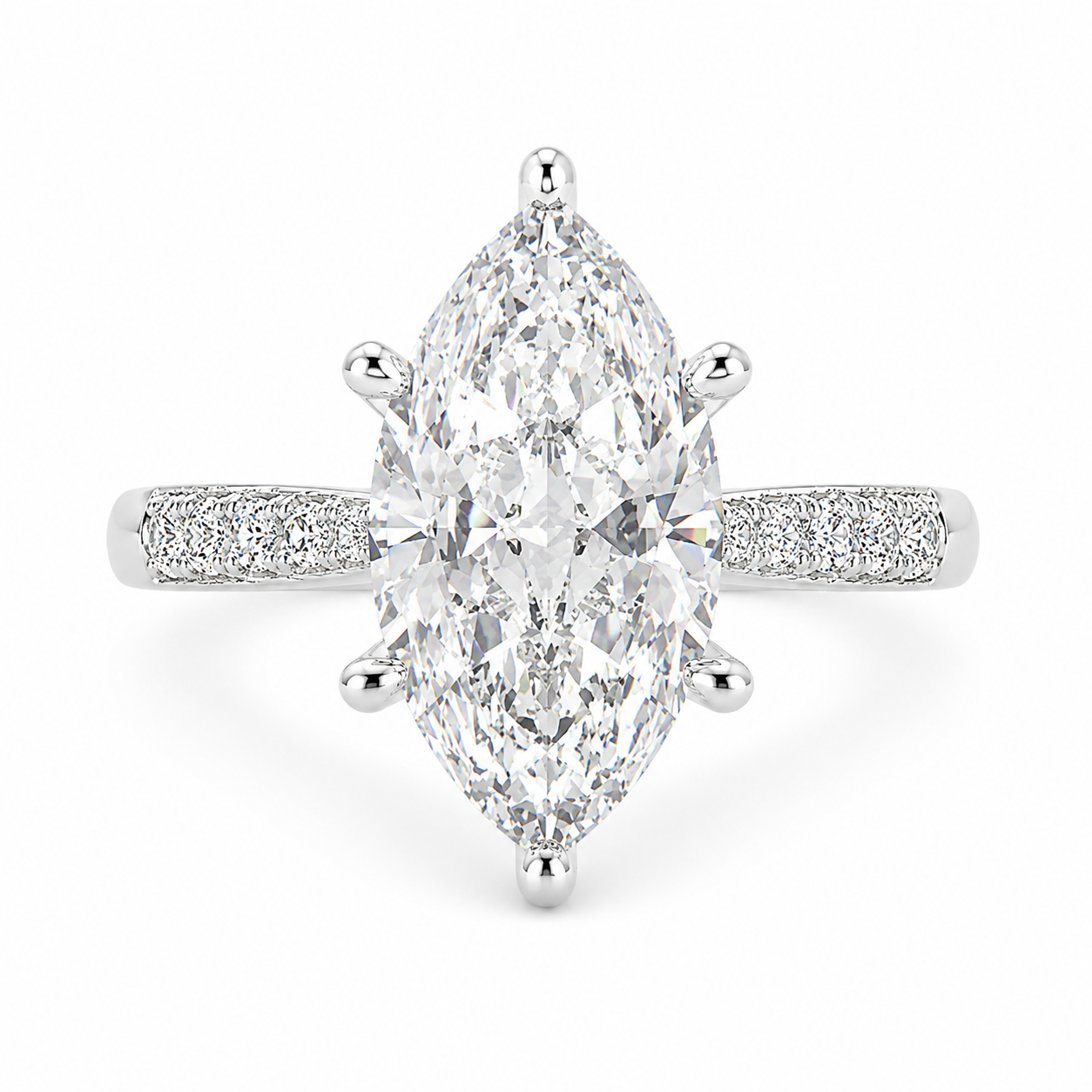 VS1 D Lab Grown Diamond Pave Marquise Ring