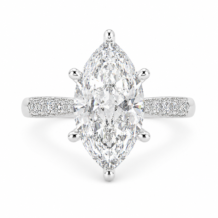 VS1 D Lab Grown Diamond Pave Marquise Ring