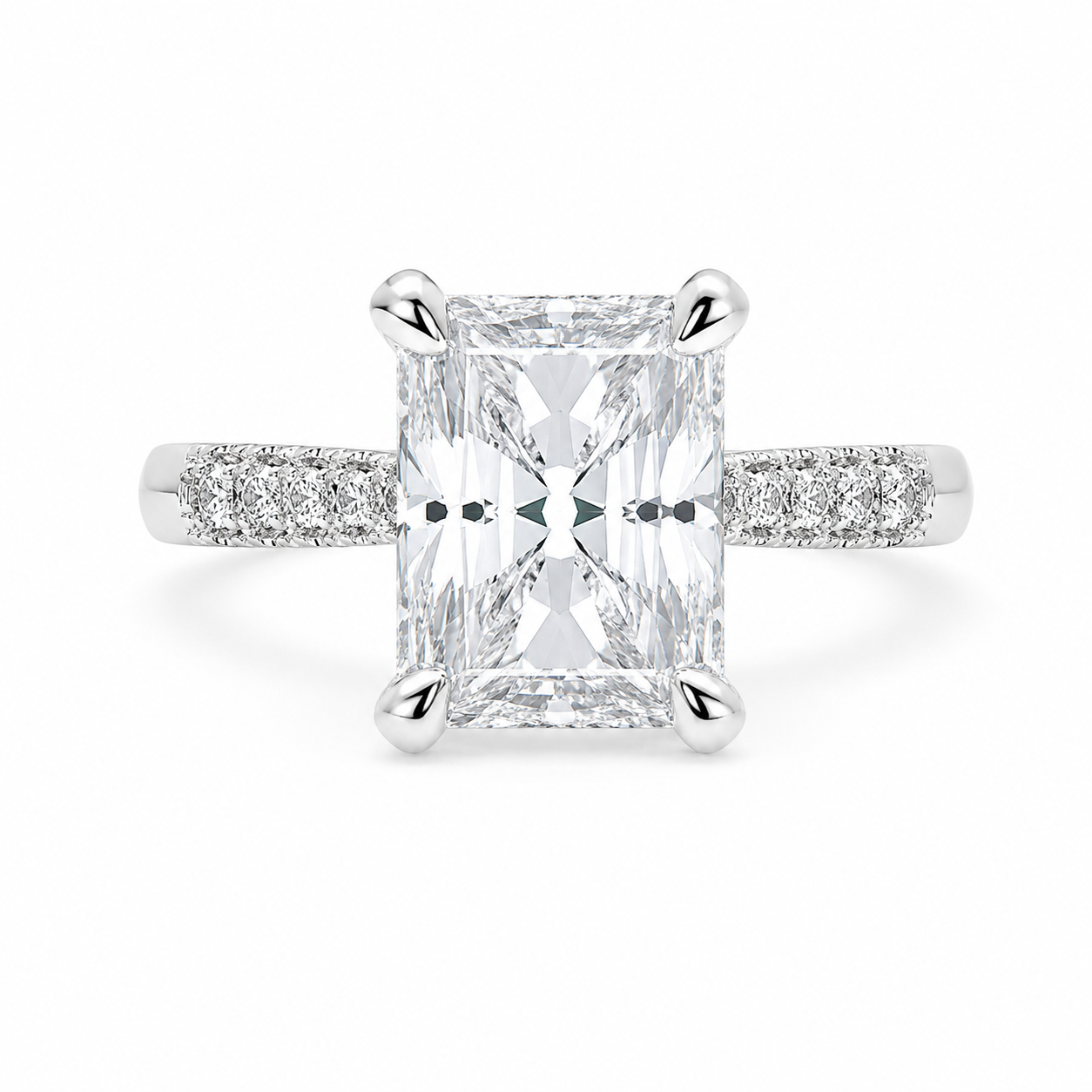 VS1 D Lab Grown Diamond Pave Radiant Ring