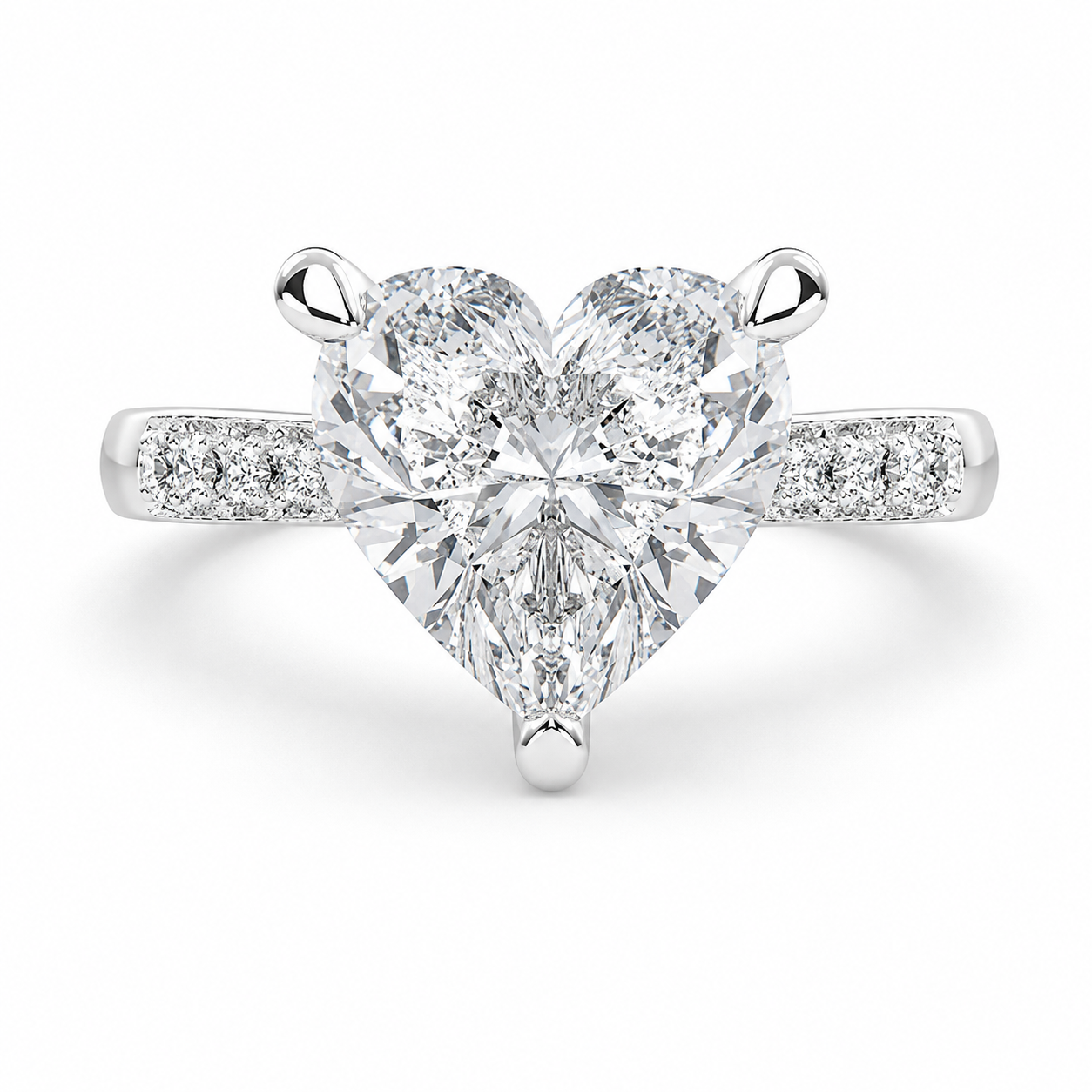VS1 D Lab Grown Diamond Pave Heart Ring