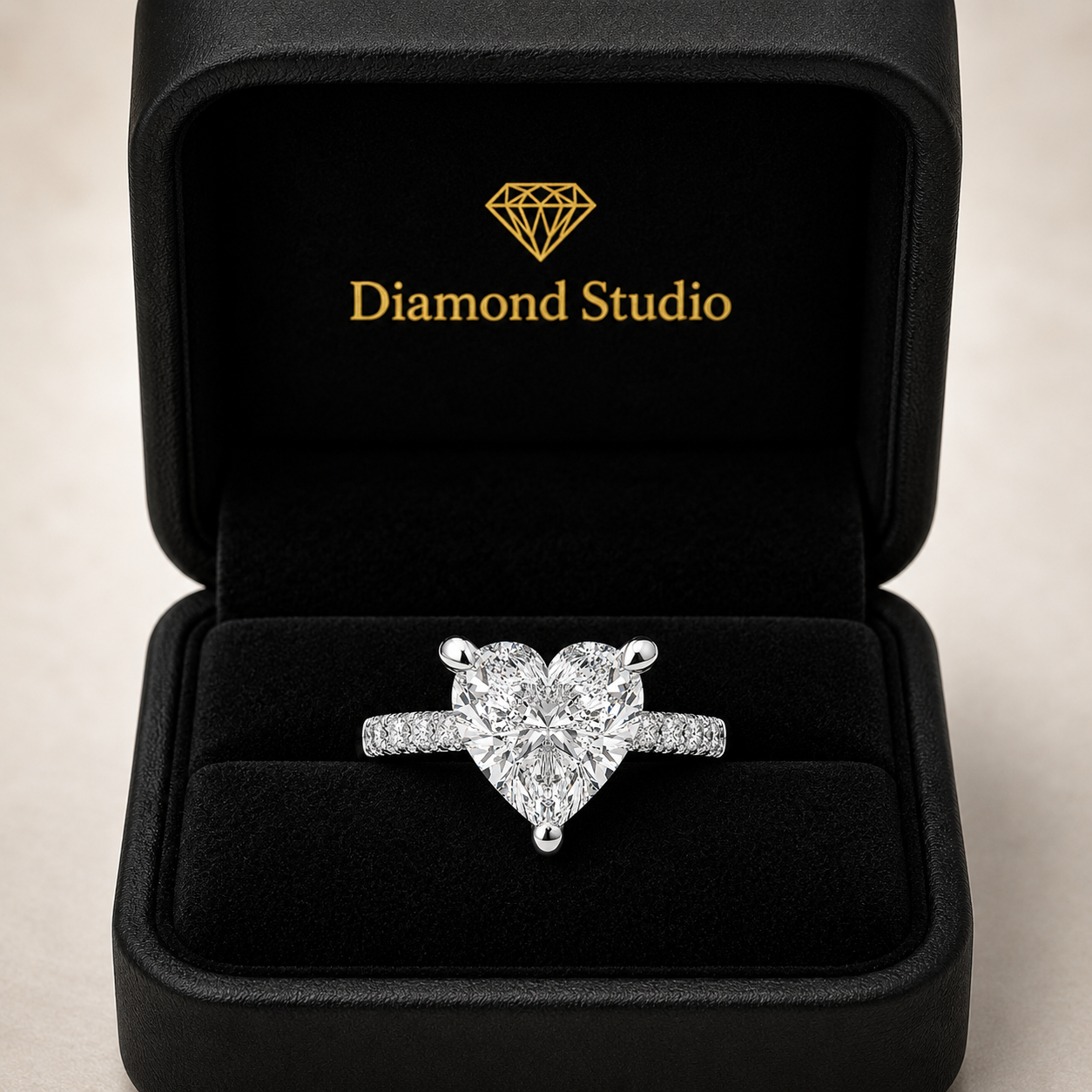 VS1 D Lab Grown Diamond Pave Heart Ring