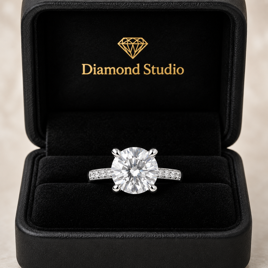 Federica 4.4 Carat Round Cut 4 Prong Engagement Ring