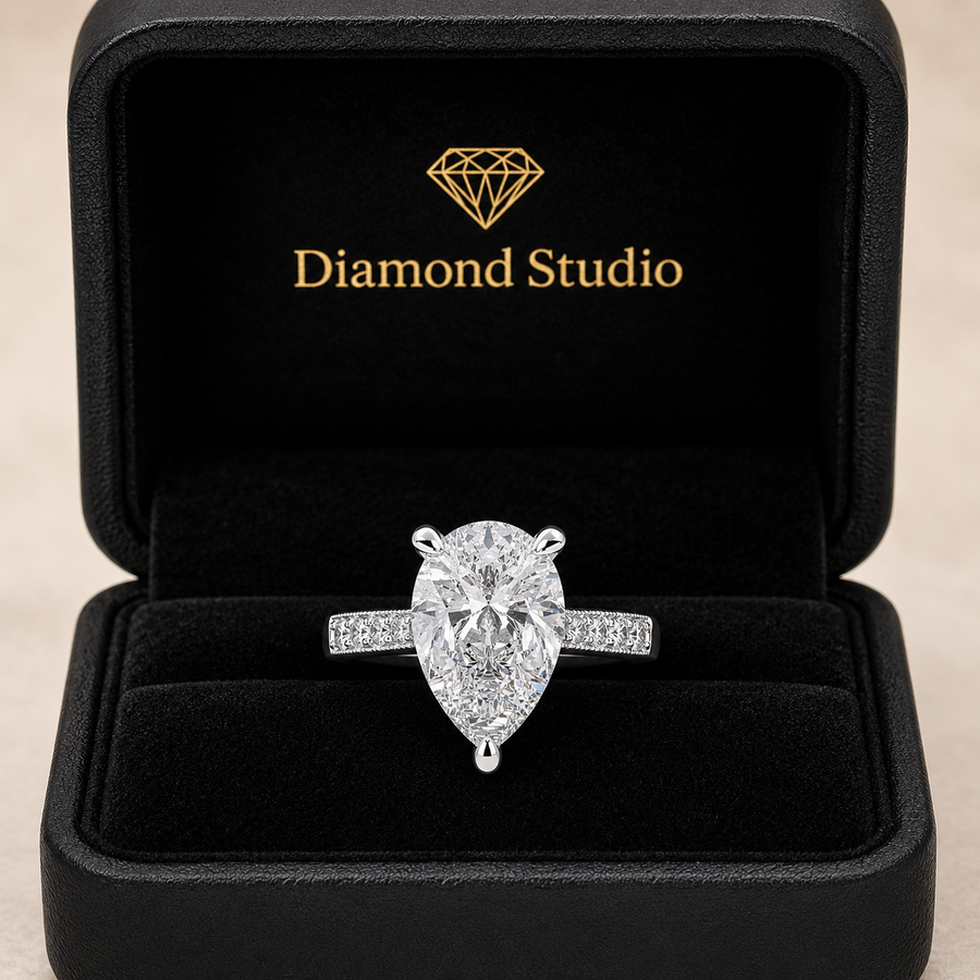 Federica 4.4 Carat Pear Cut 4 Prong Engagement Ring