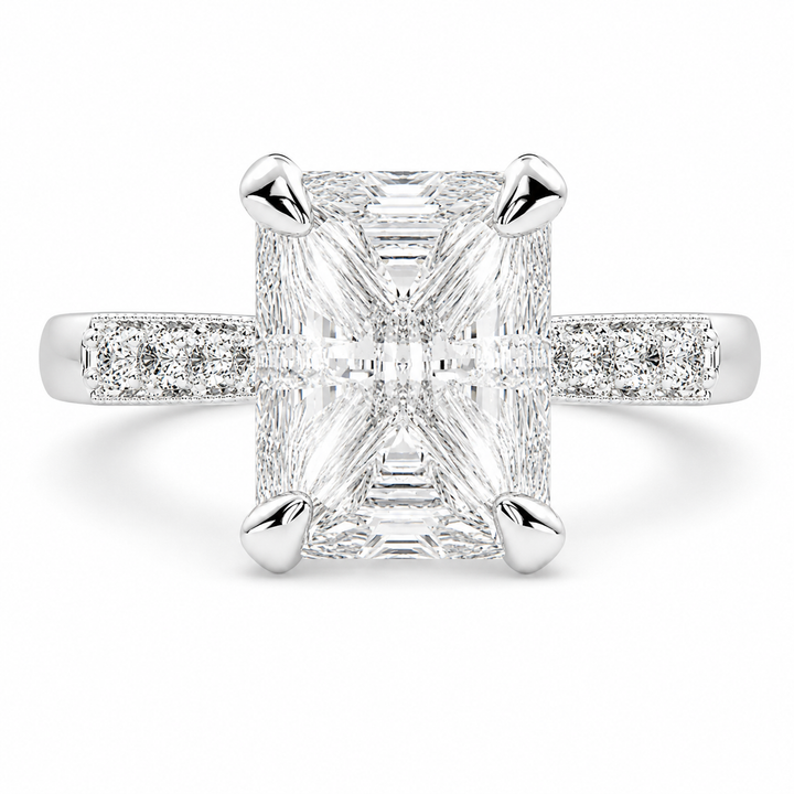 Federica 4.4 Carat Emerald Cut 4 Prong Engagement Ring — product image