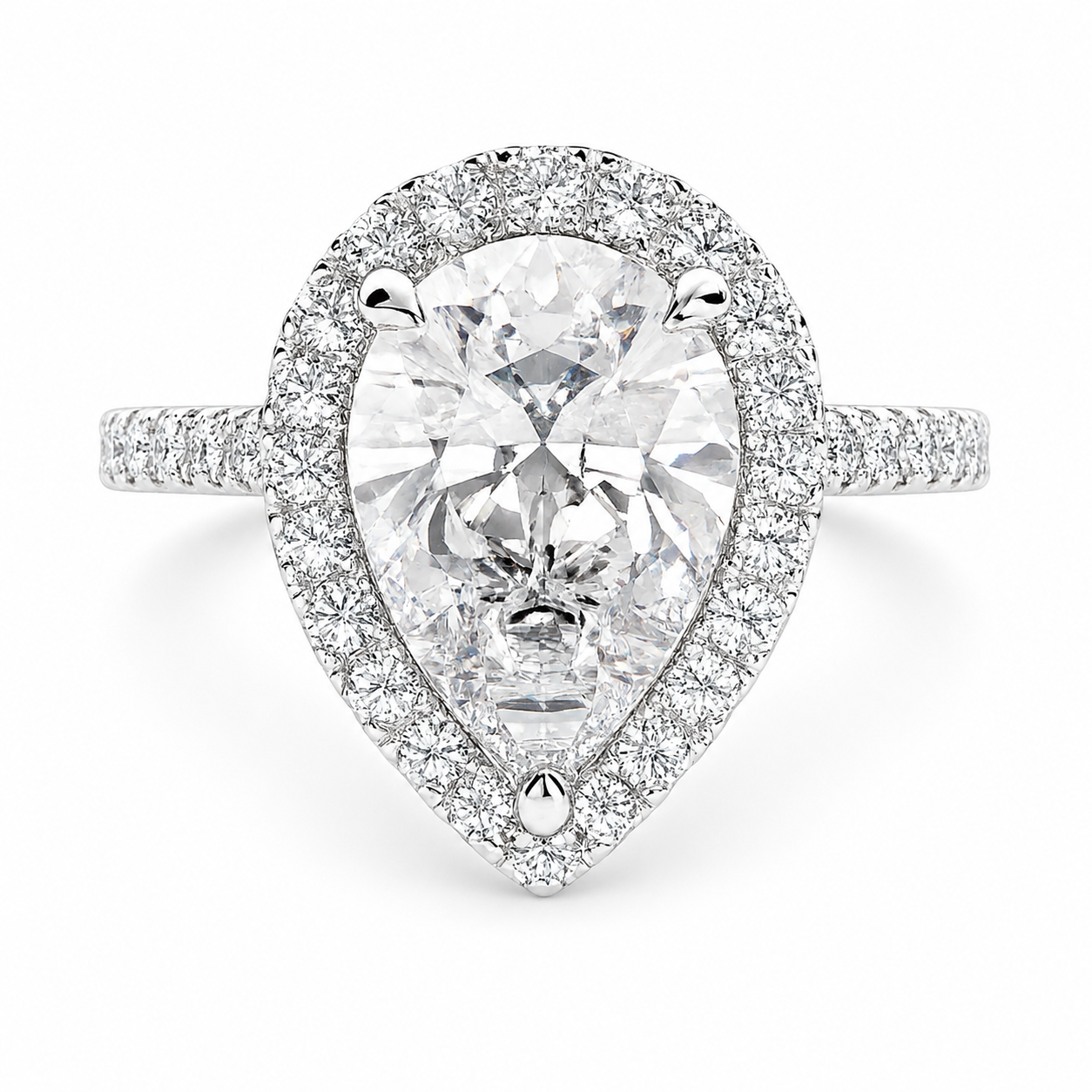 Isadora  Pear Cut Halo Pave Engagement Ring