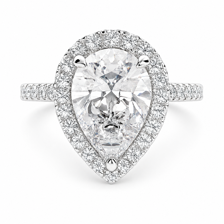Isadora  Pear Cut Halo Pave Engagement Ring