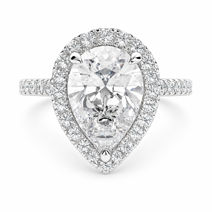 Isadora 2.4 Carat Pear Cut Halo Pave Engagement Ring